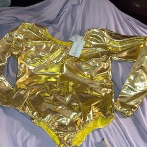 NWT gold unitard - bodysuit
